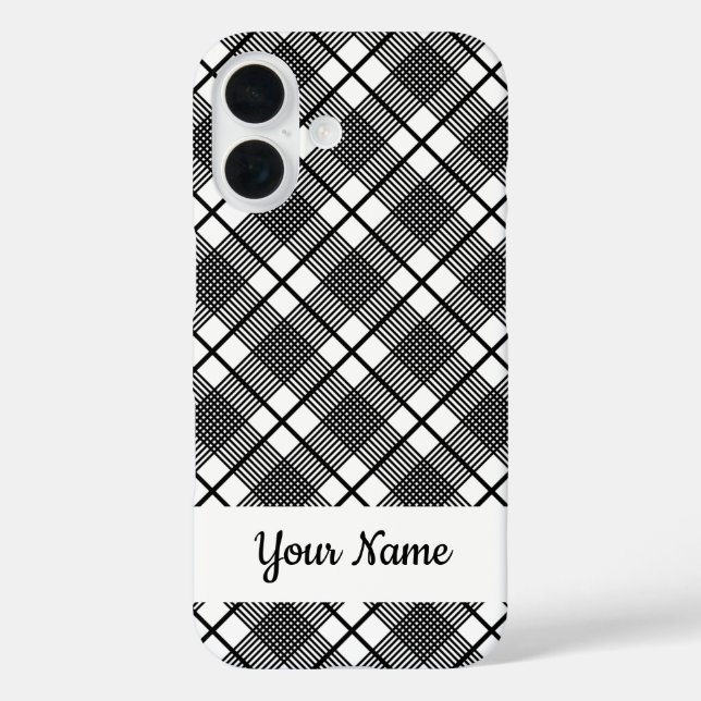 Black and White Classic Plaid Pattern Editable Case-Mate iPhone Case (Back)