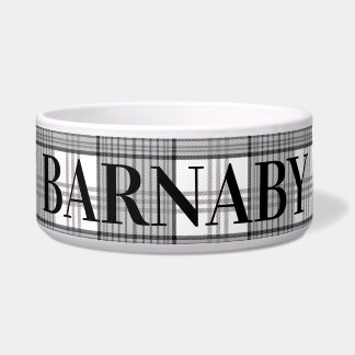 Black and White Classic Plaid Personalised Dog