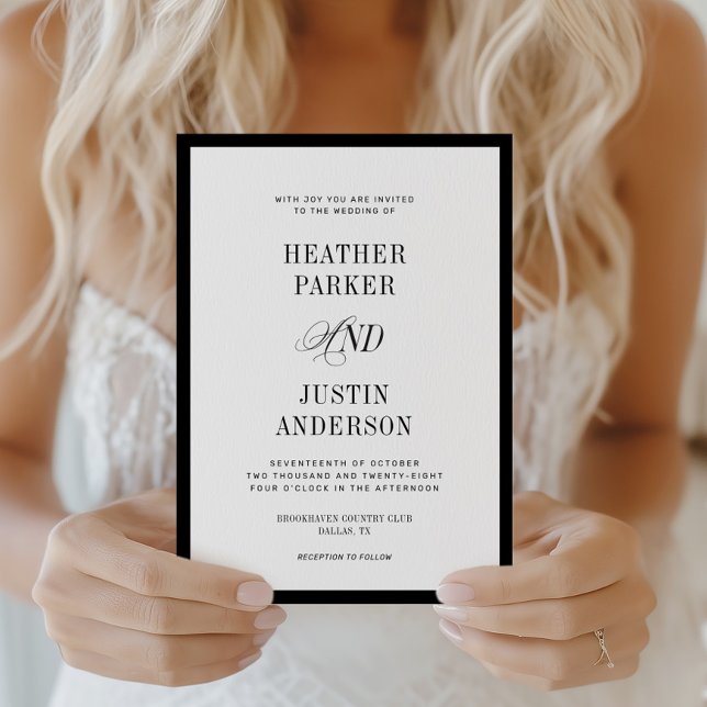 Black and White Classic Simple Wedding Invitation (Creator Uploaded)
