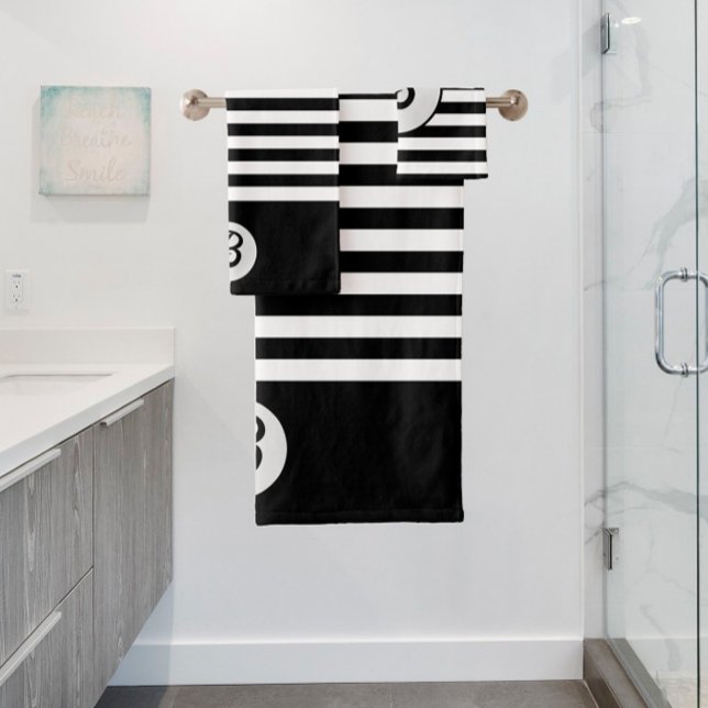 Black and white classic stripes with monogram bath towel set (Creator Uploaded)
