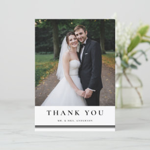 Black and White Classic Typography Photo Wedding Thank You Card