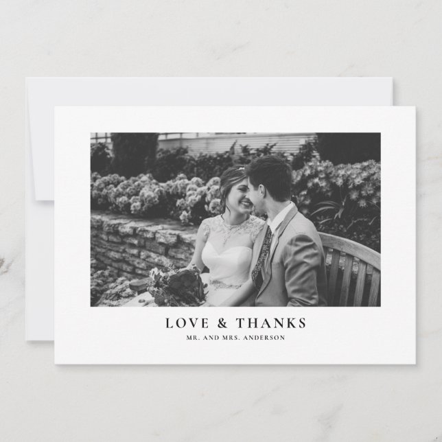 Black and White Classic Typography Wedding Thank You Card (Front)