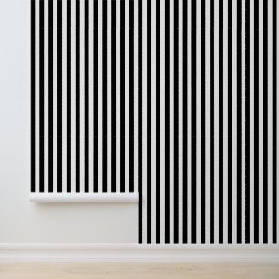 Black and White Classic Vertical Stripes Wallpaper
