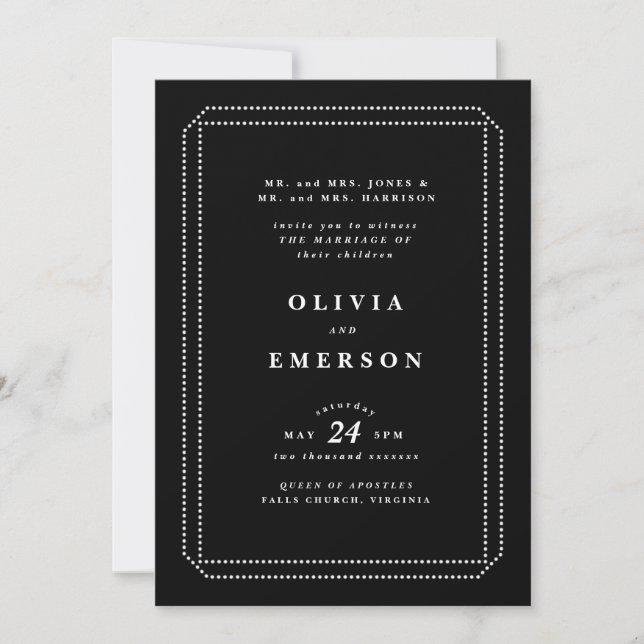 Black and White Classic Wedding Invitation, Formal (Front)