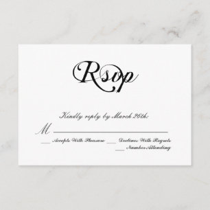 Black and White Classic Wedding RSVP Card