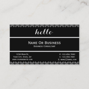 Black And White Classic With Hello Message Business Card