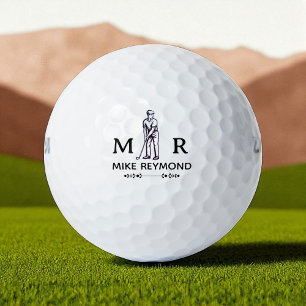 Black and White Classy Golfer Golf Balls
