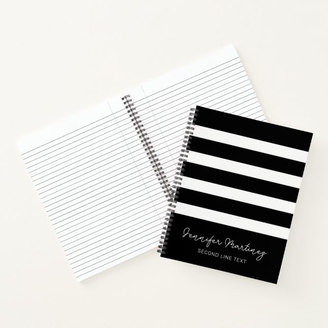 Black And White Classy Stripes Notebook (Inside)