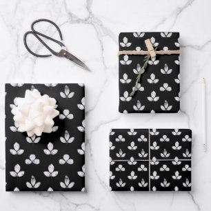 Black And White Clover Wrapping Paper Sheet