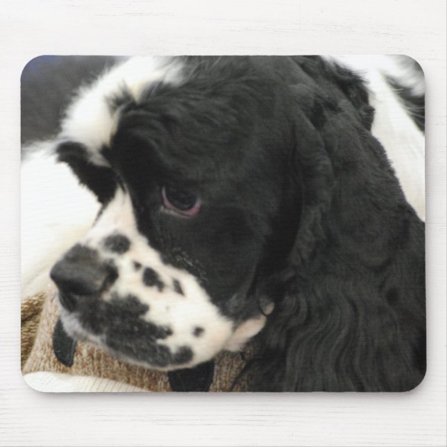 Black and White Cocker Spaniel Mouse Pad (Front)
