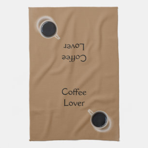 Black and White Coffee Cup Pattern Personalised Tea Towel