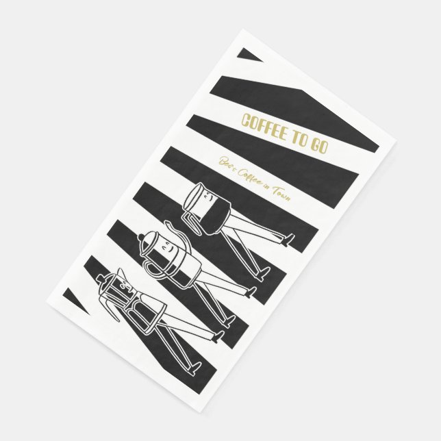 Black and White Coffee Makers Striped Coffee Napkin (Corner)