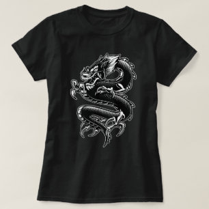 Black and White Coiled Dragon T-Shirt