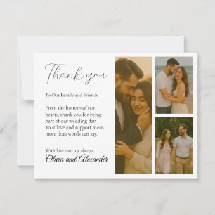 Black and white Collage Wedding Thank You Card