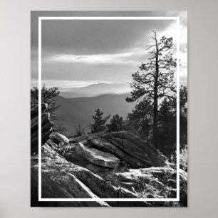 Black and White Colorado Mountain Scenery Poster