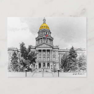 Black and White, Colorado State Capitol Bldg #2 Postcard