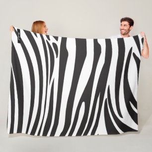Black and White colour Striped Zebra Pattern Trend Fleece Blanket