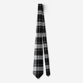 Black and White Colours - Tartan; Plaid Pattern Tie
