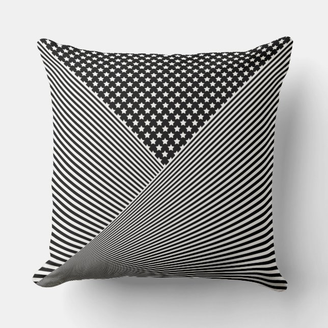 Black and white combined pattern cushion (Front)