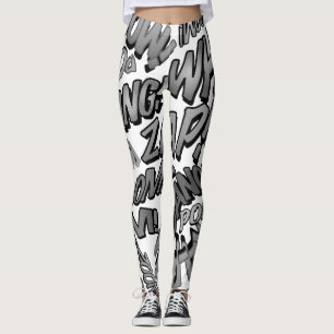 Black and White Comic Book Pop Art Sounds Leggings