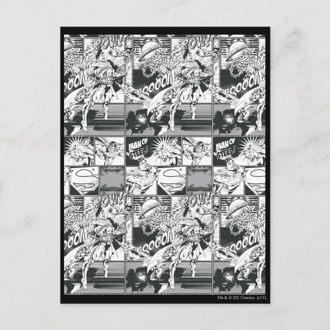 Black and White Comic Pattern Postcard (Front)