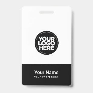 Black and White Company Logo Name Title Bar Code ID Badge