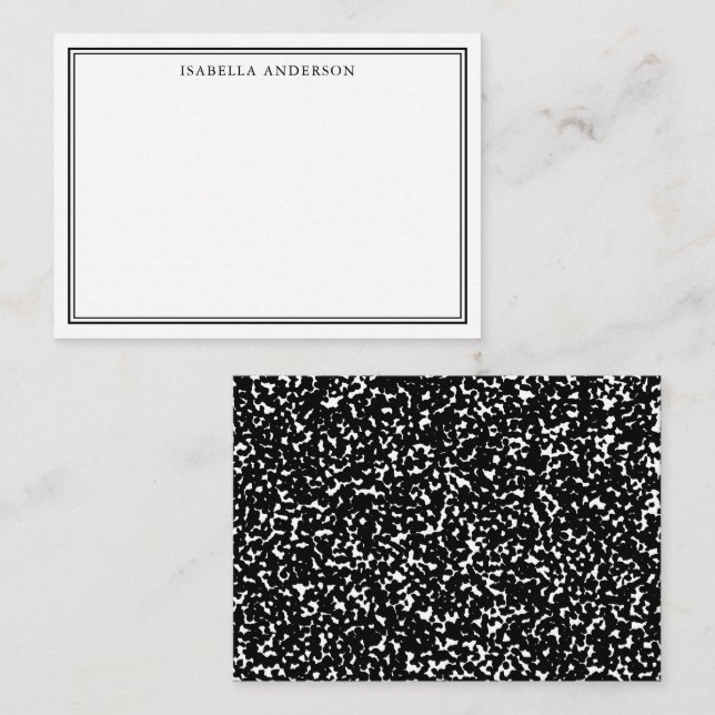 Black and White Composition Book Personalised Card (Front/Back)