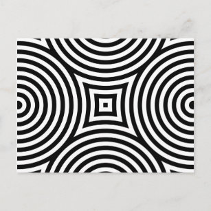 Black and White Concentric Circles Pattern Postcard
