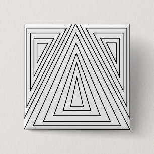 Black and White Concentric Triangle Pattern 15 Cm Square Badge