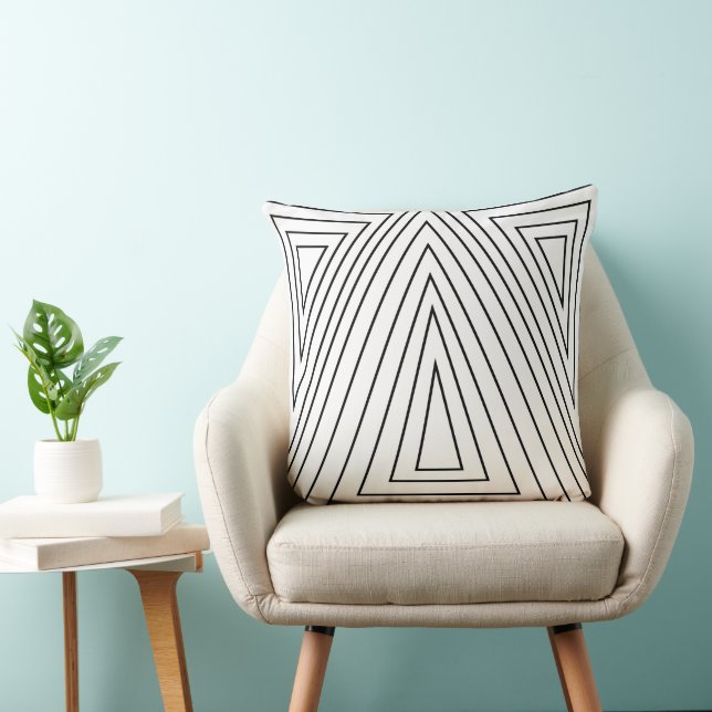 Black and White Concentric Triangle Pattern Cushion (Chair)