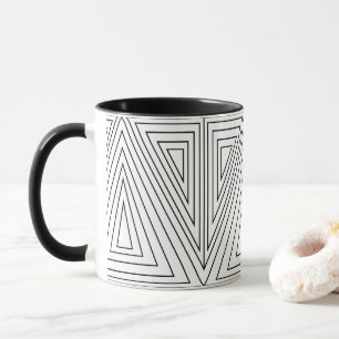 Black and White Concentric Triangle Pattern   Mug