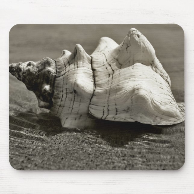 Black and White Conch Shell Mouse Mat (Front)