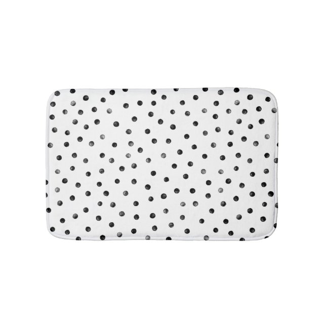 Black And White Confetti Dots Bath Mat (Front)