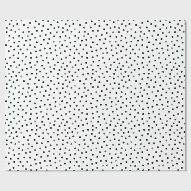 Black And White Confetti Dots Wrapping Paper (Flat)