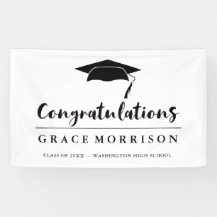 Black and White Congratulations Graduation Banner