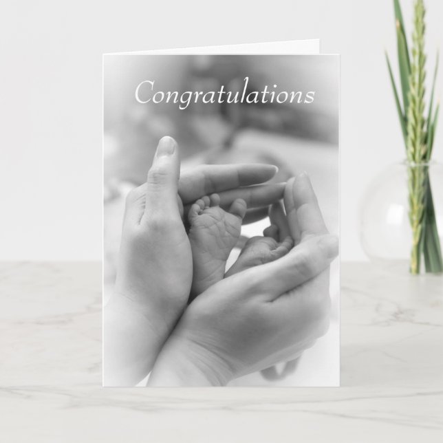 Black and White Congratulations on New Baby Card (Front)