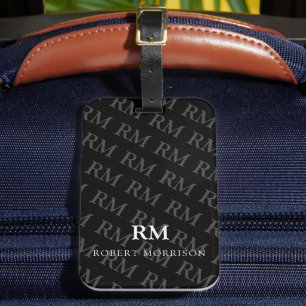 Black and White Conquest Initials Masculine Simple Luggage Tag