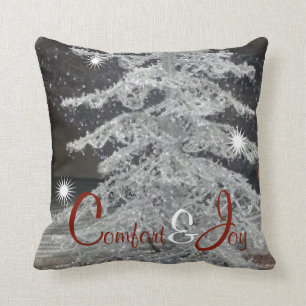 Black And White Contemporary Christmas Tree Cushion
