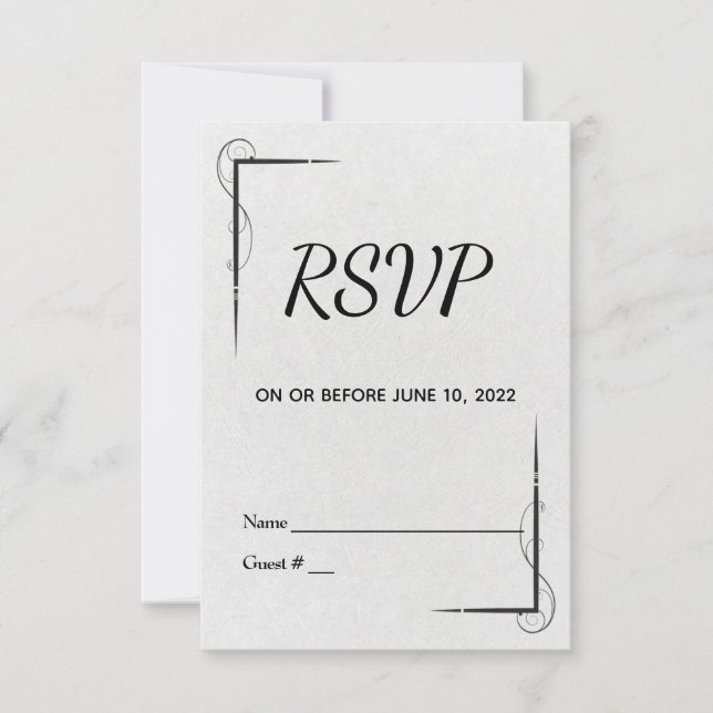 Black and white contemporary RSVP (Front)