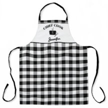 Black and White Cook Name Buffalo Plaid Pattern 