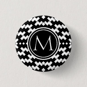 Black and White Cool Chevron 3 Cm Round Badge