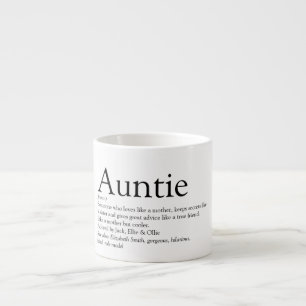 Black and White Cool Fun Aunt Auntie Definition Espresso Cup
