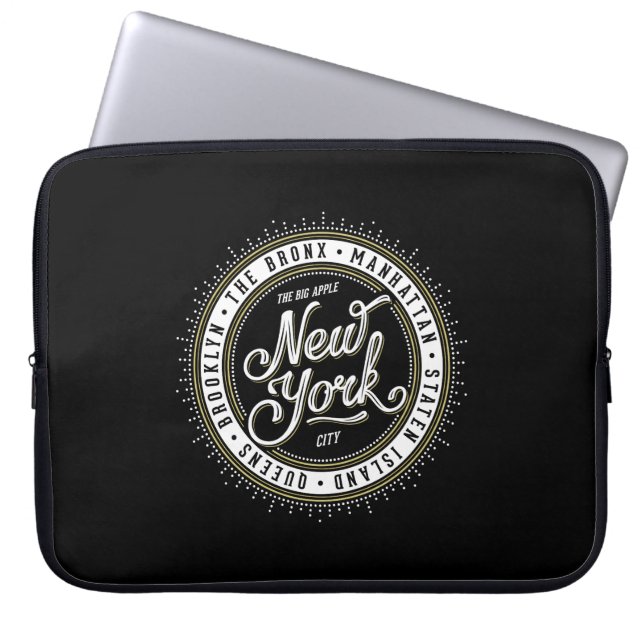 Black and White Cool Logo New York City Laptop Sleeve (Front)