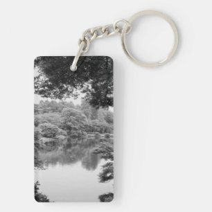 Black and white, cool, unique nature and lake key ring