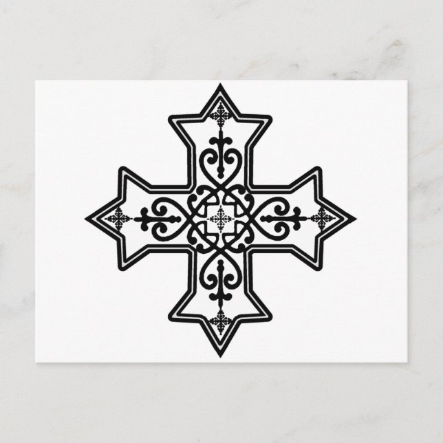 Black and White Coptic Cross Postcard (Front)