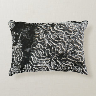 Black and White Coral I Abstract Nature Photo Decorative Cushion