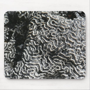 Black and White Coral I Abstract Nature Photo Mouse Mat