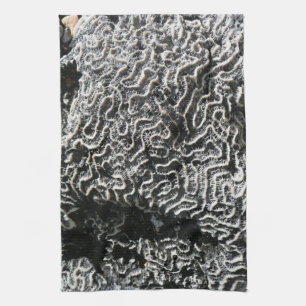 Black and White Coral I Abstract Nature Photo Tea Towel