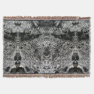 Black and White Coral I Abstract Nature Photo Throw Blanket