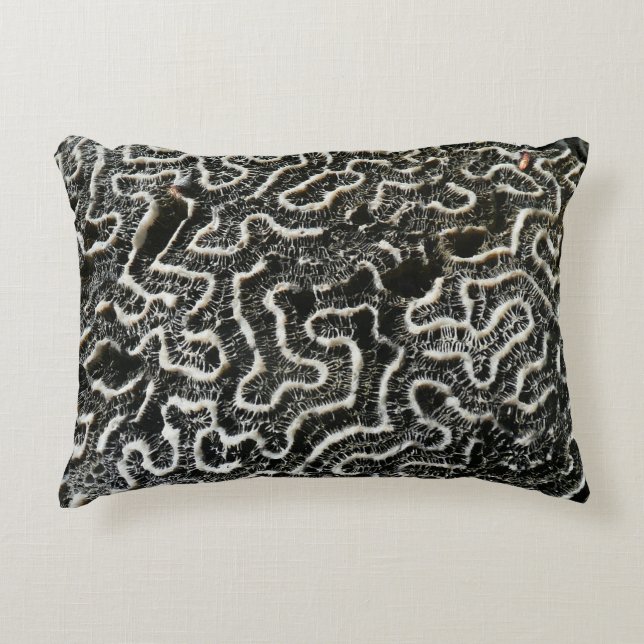 Black and White Coral II Abstract Nature Photo Decorative Cushion (Front)